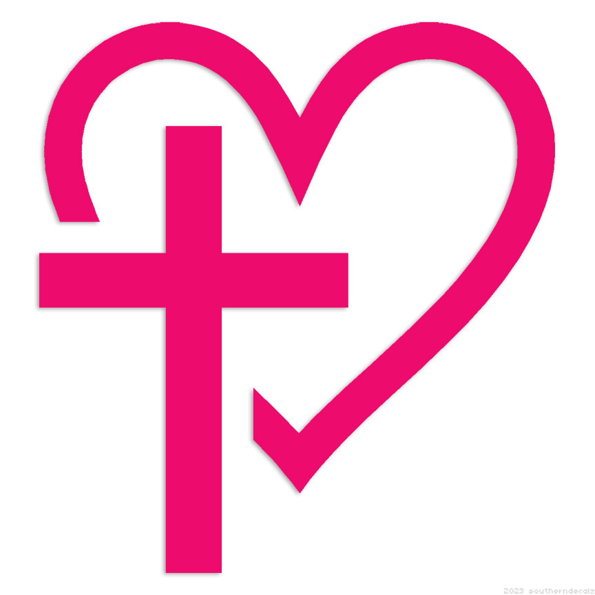 Christian Heart Cross - Decal Sticker - Multiple Colors & Sizes